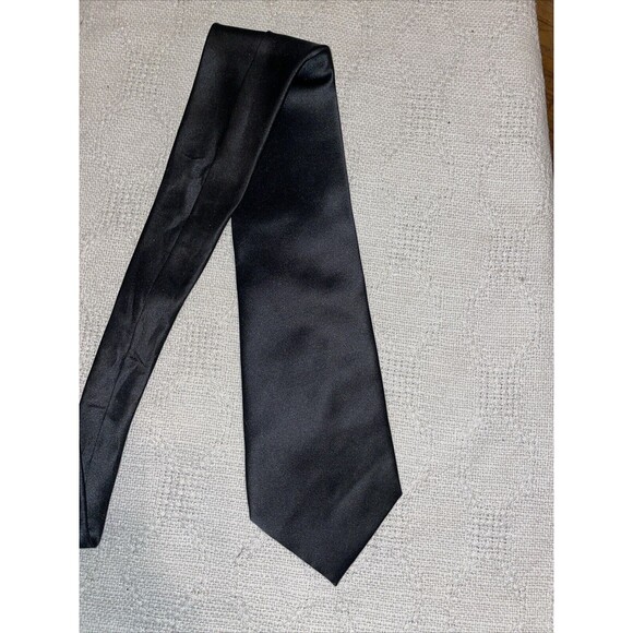 Stacy Adams Men’s Dress Tie Size 57” 4” Solid Black Polyester Business Formal - Picture 4 of 12